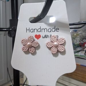 Pink Flower Earrings